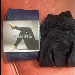 PENNINGTONS - Two Pairs of Faux Denim Legging - Black and Navy